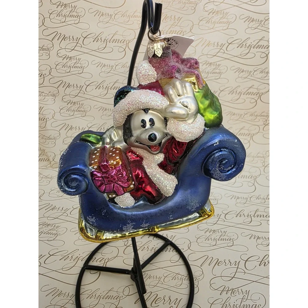 1997 Christopher Radko Disney Mickey's Sleigh Ride Roger's Gardens Exclusive